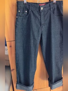 Cos Jeans Women's Dark Wash Straight Leg Cropped Cuffed Jeans Size 6
